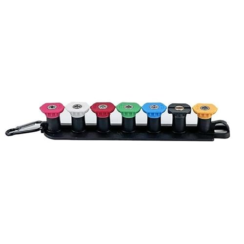 Pressure Washer Nozzle, Multi Deg Pressure Washer Nozzle Tips 1/4in Quick Connect 4000 PSI Multicolor 1-2mm 5/7(Seven-Color Nozzle+Base,Hole Diameter 1.2mm(0.047in))