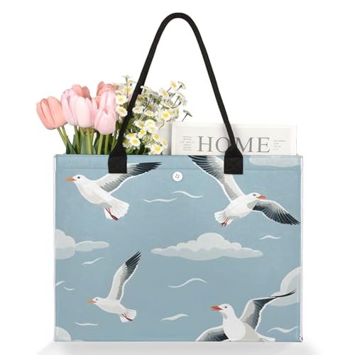 QsirBC Marine Gulls Large Beach Tote Bag for Women Adequate Capacity Kitchen Reusable Grocery Bag with Inner Zipper Pocket Travel Tote Handbag for Beach Pool Shopping Daily Use3