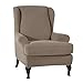 CHUN YI 2-Piece Stretch Jacquard Spandex Fabric Wing Back Wingback Armchair Chair Slipcovers (Sand, Wing Chair)