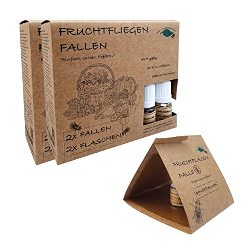 Mr. Insektenfrei - 4X Fruchtfliegenfallen mit natürlichem Lockstoffmittel und effektiver Leimfalle gegen Fruchtfliegen, Essigfliegen und Obstfliegen (4) Cover