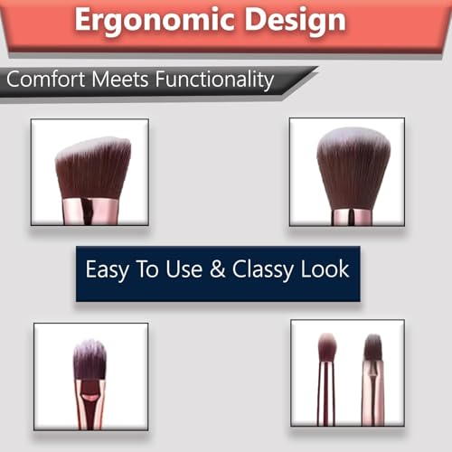 Image of TEMPERIA (Pack of 5) Makeup Brush Set - Soft Bristles Make Up Brushes Sets Kit for Foundation, Concealers, Eyeshadow, Blush, Compact Face Powder, Highlighter, Contour, Blending Eye Liner