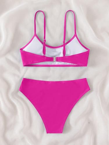 Image of SHENHE Girl's 2 Piece O Ring Bikini High Waisted Spaghetti Strap Cute Swimsuit Bathing Suit