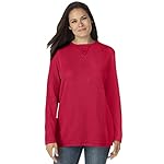 Woman-Within-Womens-Plus-Size-Waffle-Thermal-Sweatshirt Woman Within Women's Plus Size Waffle Thermal Sweatshirt