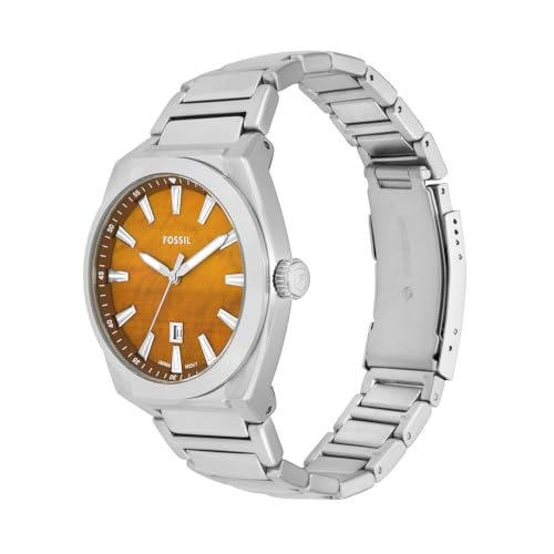 Image of Fossil Men Everett Silver Quartz Stainless Steel Analogue Watch Fs6057