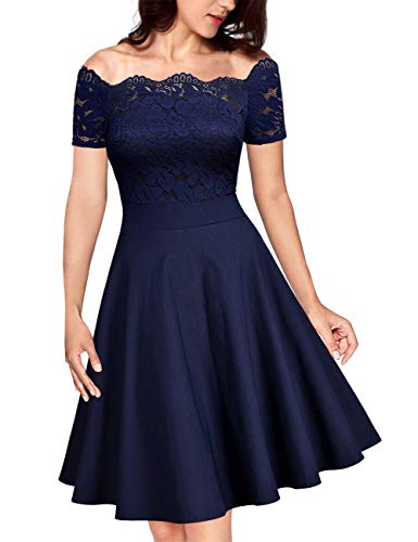 KOJOOIN Damen Vintage Kleider Spitzenkleid Cocktailkleid...