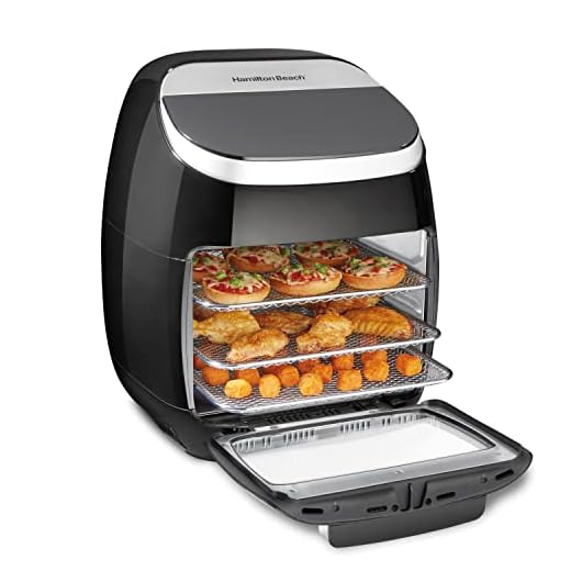 Hamilton Beach 11 L digital luftfritös med rotisserie och roterande korg, 8 förinställda funktioner inklusive dehydrator, grill och brödrost, 2 000 W, svart (35070-CE)