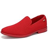 Dirk Dress Shoes for Men Tuxedo Shoes Slip-On Loafer Casual Oxford Shoes Fashion Lightweight Red