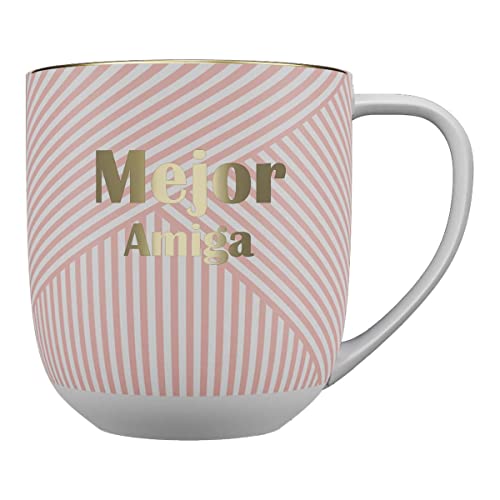 DRAEGER PARIS 1886 - Taza de Cerámica 320ml Mensaje Mejor Amiga - Diseño Chic en Azul o Rosa con Detalles en Oro Caliente - Apta para Lavavajillas, No Microondas - Caja de Regalo Elegante