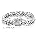 18K gold men's Cuban fashion dragon buckle 12mm wide bracelet, hip-hop trend bracelet, men's tennis bracelet gift (18K White Gold, 7.5 inch)