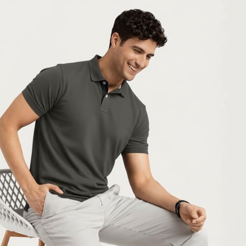 Image of Men's Premium Cotton Pique Polo T-Shirt, Classic Fit Short Sleeve Casual Summer Shirt, Soft & Breathable Fashion Polo