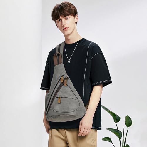 Image of KL928 PU Leather Sling Bag - Small Crossbody Backpack Shoulder Casual Daypack Rucksack for Men Women