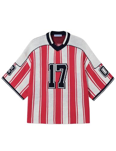 Aelfric Eden Oversized Sweaters Number Stripe Graphic Unisex Knit Sweater Color Blocking Football Jersey 2025 Trend Tops4