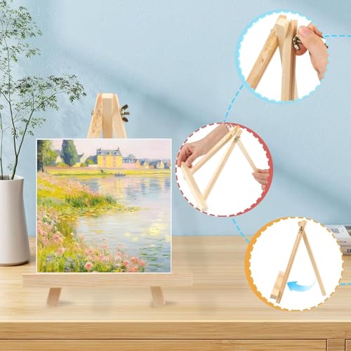 image for IPXEAD 26 PCS 9 Inches Tabletop Easels,Wood Easels, Easel Stand for Pa