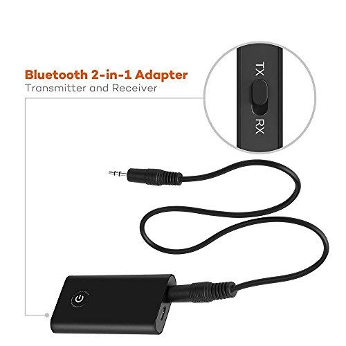Amanka Mini Bluetooth 4.1 Transmitter / Receiver with 3.5mm Audio Cable, 2-in-1 Wireless Audio Adapter (AptX Low Latency, 2 Devices Simultaneously for TV/Home Sound System) - Thumbnail 2