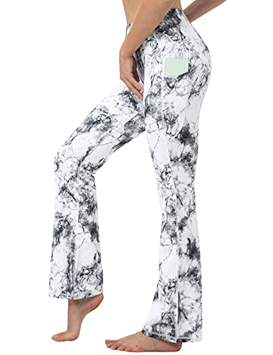 Image of BUBBLELIME 29 inch /31 inch /33 inch /35 inch /37 inch Women High Waist Bootlegs Yoga Pants Tummy Control Bootcut Workout Flared Out Pockets
