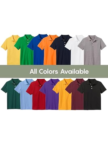 Image of Galaxy by Harvic Polo Shirt for Boys - 5 Pack School Uniform for Boys, Tagless Cotton Blend - Soft Comfortable Everyday Wear