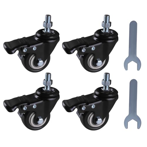 KITISUNI 自在キャスター ねじ込み式 4個セット 車輪径 50mm M10×25mm 旋回式キャスター ブレーキ付き 車輪 家具用 交換用 静音 頑丈 耐久性