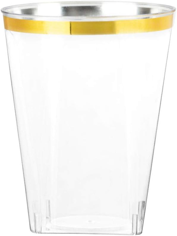 Tumblers 10oz Square Gold Rim, Case of 480 (24 packs x 20)