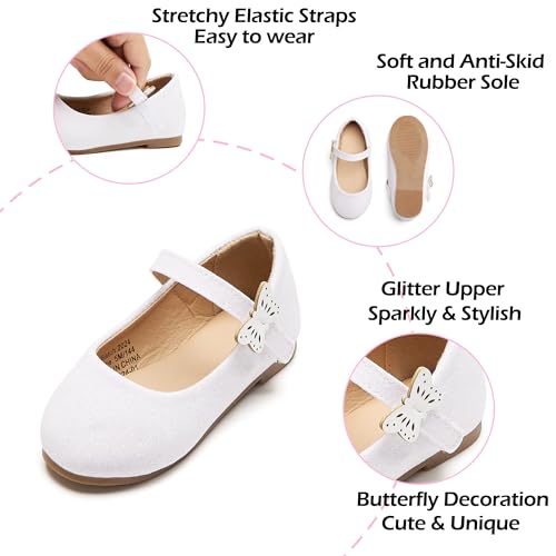 Image of PHIRAMIN Toddler Flower Girl Dress Shoes - Little Girl Mary Janes Flats Wedding