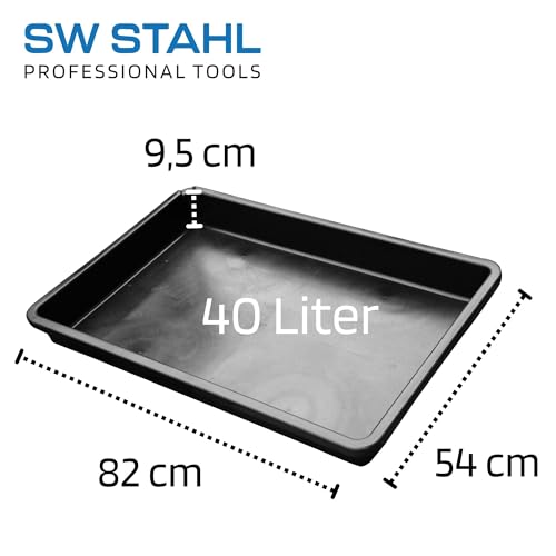 SW-Stahl 07377L Auffangwanne XXL für Auto & KFZ | Ölwanne aus Kunststoff | 88 x 60 x 10cm | 40 Liter Fassungsvermögen | Made in Germany
