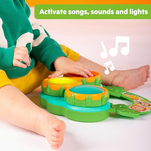 Image of Bright Starts Safari Sounds Gift Set, 2-PK Baby Toys for On the Go, Musical Drum Toy and Car Keys Toy with Car Sounds, Unisex Jungle Theme, 3-6 Months and Up