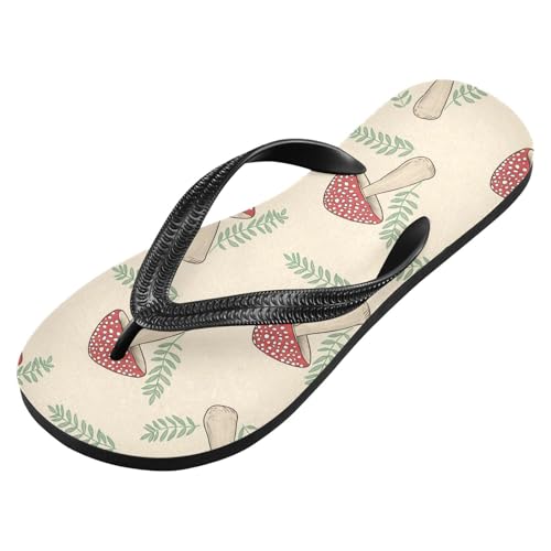 Sinestour Red Mushroom Leaves Flip Flops for Beach Thong Sandals Anti-slip Lightweight Beach Slippers for House Indoor Outdoor2