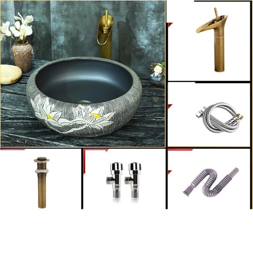 Lavabo sobre encimera para baños creativos y elegantes de estilo retro 4