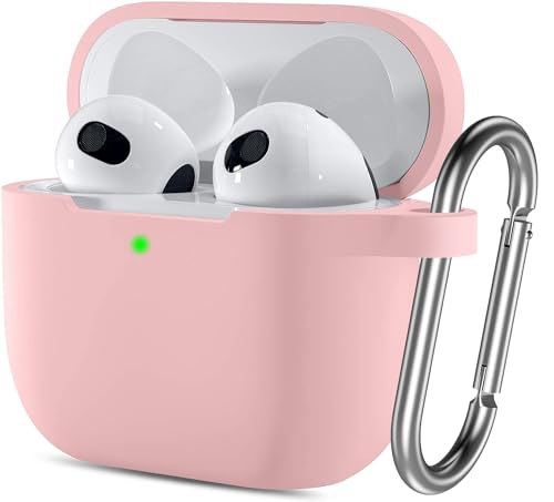 T Tersely Silicone Case Cover Compatible with AirPods 4(2024) - Premium Silicone with Hook, Supports Wireless Charging, Shockproof Protection - Pink