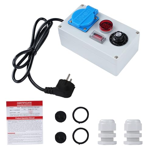 Produktbild von DEWIN Drehzahlregler 230V 2000W – Wasserdicht IP44, Stufenlose Spannungsregelung 40-230V, Für Ventilatoren, Heizungen & Lampen