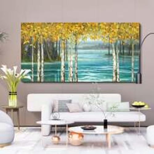Impression sur toile bouleau 60x120 cm avec cadre interne pour decoration de salon