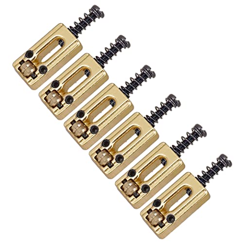 Bloepum 6 Pcs Metal Guitar Bridge Saddle Ball Roller String Tremolo Bridge Saddles for Electric Guitar Replacement Parts,Gold