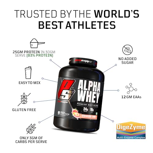 Image of PROSUPPS Alpha Iso Premium Whey Protein Isolate - 1.8kg (Strawberry Shake) | 25g Protein, 12g EAA, Zero Sugar | Muscle Growth & Recovery for Men & Women