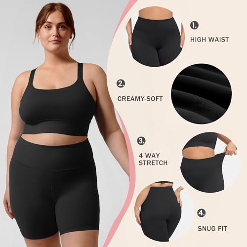 VALANDY Shorts femininos de motociclista CREAMLUSH Plus Size - Shorts de ioga ultra macios de cintur