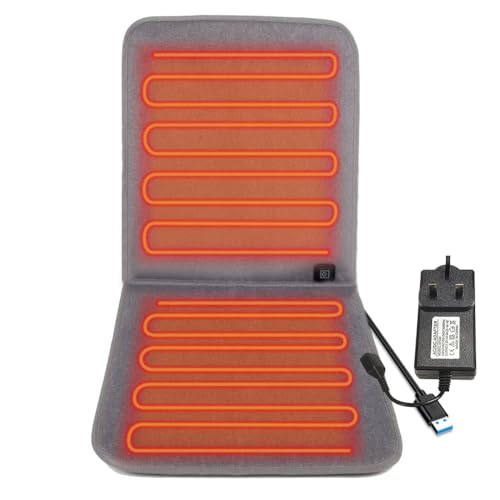Woolala Cojín de asiento con calefacción USB para silla de oficina, gran área de calefacción, funda de asiento con calefacción, cojín térmico terapéutico para espalda, lumbar, caderas, muslos con 3