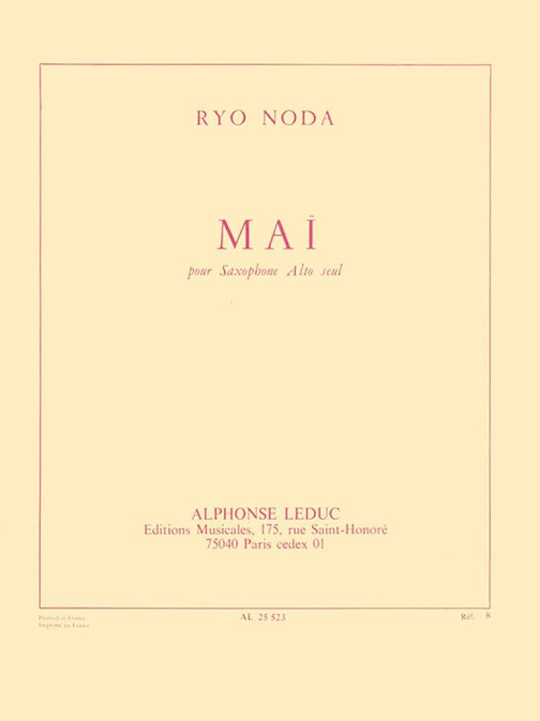 Alphonse Leduc AL25523 Mai for Solo Alto Saxophone by Ryo Noda