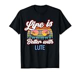 Lute Vintage Sunset. Positive Music Quote