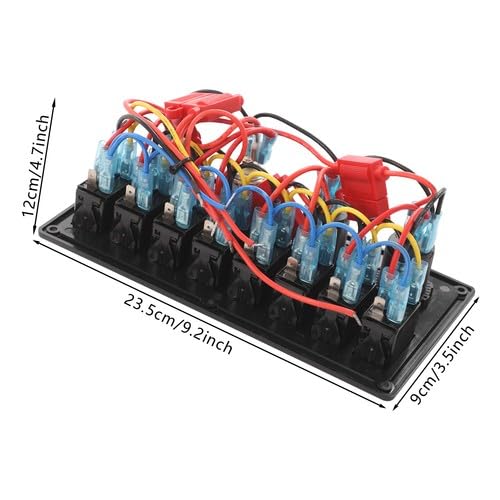 Panel de conmutación marina de 8 marchas, 12 V/24 V con interruptores LED, IP65 resistente al agua, para barco y yate, incluye voltímetro, puerto USB dual y encendedor de cigarrillos, panel