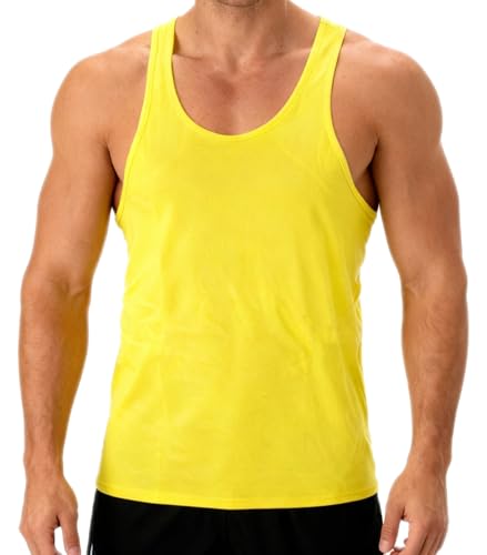 YAKER Bodybuilding Stringer Tank Top Y-Back Racerback Yellow XL