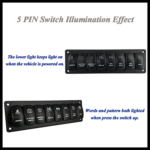 Image of Customize 8 Gang Marine Rocker Switch Panel with Black Mounting Bracket White Led Toggle Switch Panel Replacement for Car Boat Marine Yacht RV UTV Dashboard 12V 24V IP66