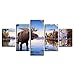 Produktbild LVQIANHOME Leinwanddrucke Leinwand Kunstdruck Poster Wand Modulare Bild 5 Panel Tier Elch Dekoration Wohnzimmer Moderne Gemälde-Rahmenlos