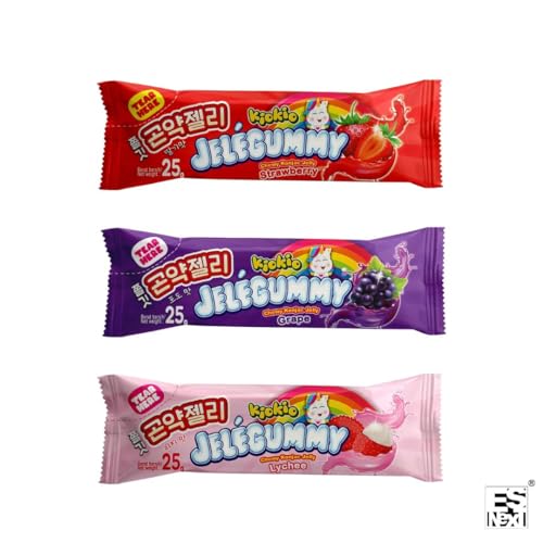 Esnext KioKio Jelegummy Chewy Konjac Jelly | Assorted Flavours (Strawberry,Lychee,Grape) - 600g x Pack of 2