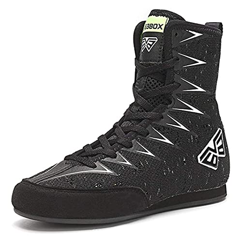 WJFGGXHK Boy's Wrestling Schuhe High Traktion Boxen Schuhe Durable Gewichtheben Trainingsschuh Lightweight Für Frauen Kinder Mädchen,Schwarz,34 EU Cover