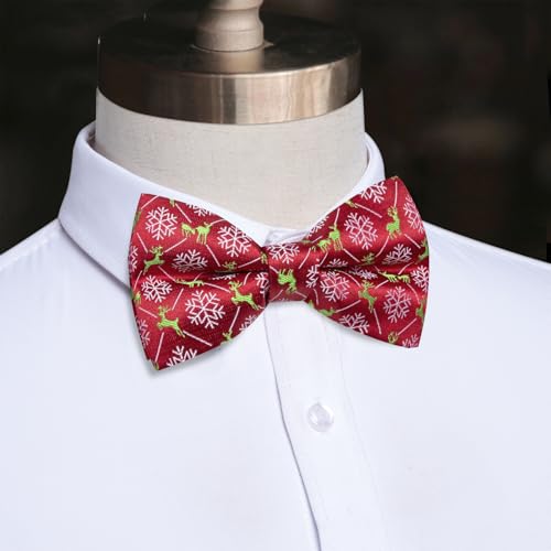 Image of YourTies Christmas Bow Ties for Men Silk Red Pre-tied Adjustable Xmas Bowties Woven Party Holiday Festival New Year