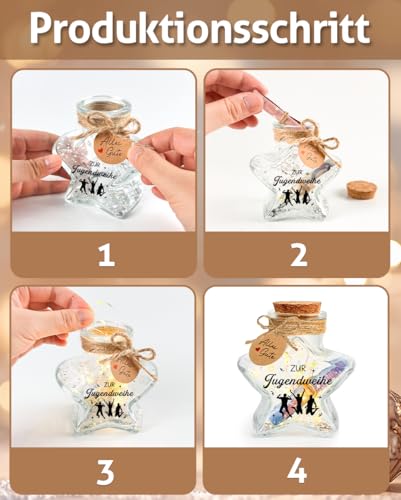 Leboria Geldgeschenke Verpackung Jugendweihe - LED Flaschenlicht mit Korken in Sternform, Geldgeschenk Jugendweihe Geschenke Mädchen Junge, Geschenke zur Jugendweihe, als Tischdeko Jugendweihe Deko
