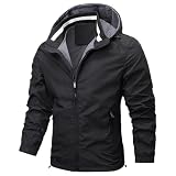 Vexuqedy Chaqueta de snowboard para hombre, impermeable, cortavientos, chaqueta softshell de algodón, cómoda, chaqueta de esquí, chaqueta cálida con capucha, chaqueta funcional para exteriores,