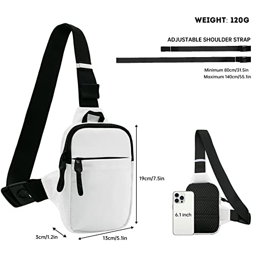 Long Keeper Mini Sling Bag - Men Women Small Waterproof Crossbody Bag Casual Phone Chest Bag For Travelling Hiking (White) #TOP1