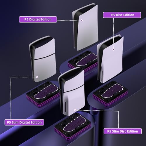 Suporte e estação de resfriamento para PS5 / PS5 Slim com estação de carregamento de controlador LED