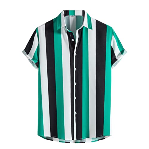 Chemise rayée à manches courtes pour homme XXL style hawaïen rose noir