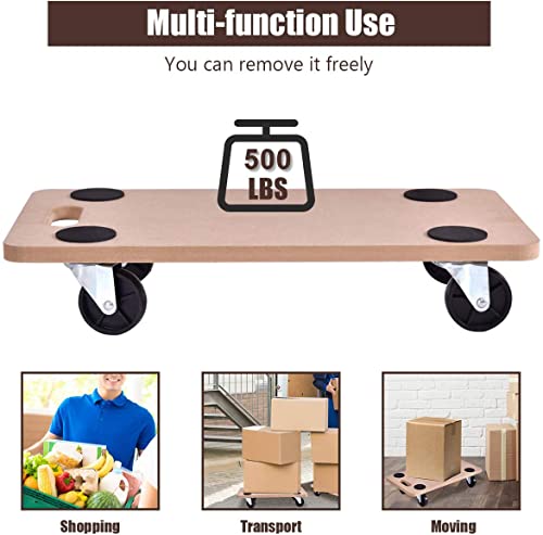 Goplus Furniture Moving Dolly, Heavy Duty Wood Rolling Mover With Wheels For Piano Couch Fridge Heavy Items, Securely Holds 500 Lbs (23" X11.5" Platform) #TOP4