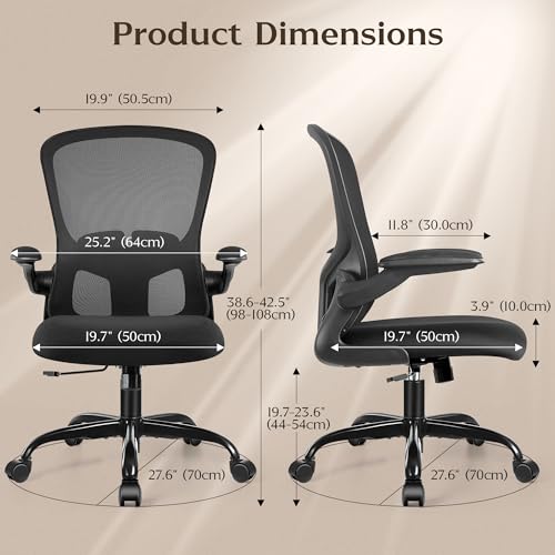 Image of FelixKing Office Desk Chairs, Ergonomic PC Desk Chair with Wheels, Adjustable Lumbar Support and Height, Swivel Computer Chair with Flip-up Armrests, Ergo Mesh Backrest for Working (Black, Pack of 2)